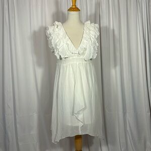 159 MA white rufflle mini dress